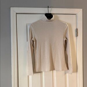 Zara Beige Ribbed Long Sleeve Turtleneck